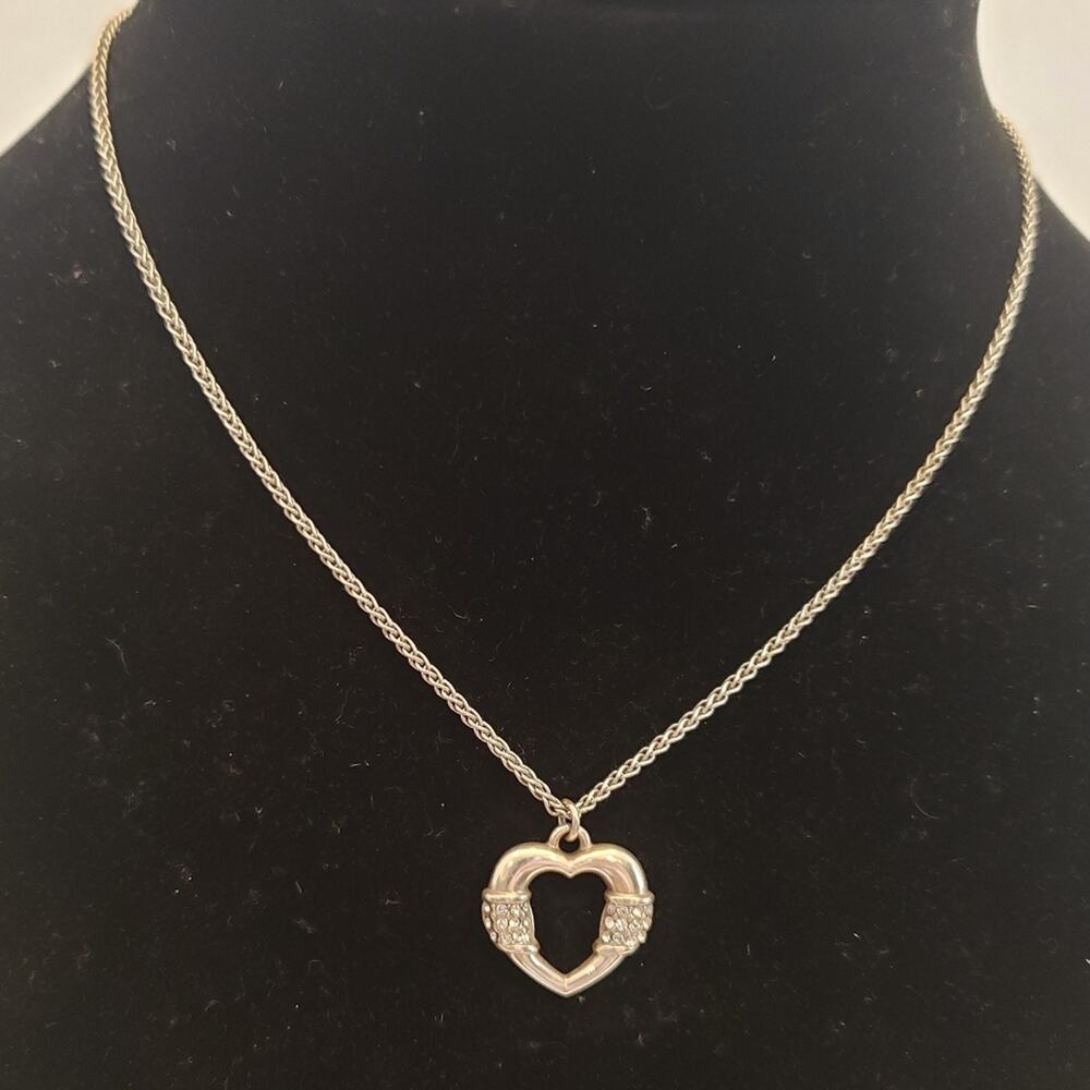 Brighton Silver plated Open Heart Pendant Necklace with Rhinestone Accents - Picture 1 of 6